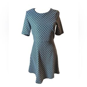 Forest Lily Black and White Geometric Fit snd Flare Dress